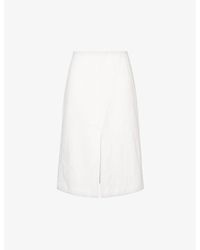 Dries Van Noten - Split-hem High-rise Linen And Cotton-blend Midi Skirt - Lyst