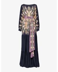 Etro - Floral-pattern Dropped-waist Woven Maxi Dress - Lyst
