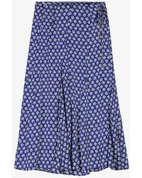 Maje - Floral-print Split-hem Woven Midi Skirt - Lyst