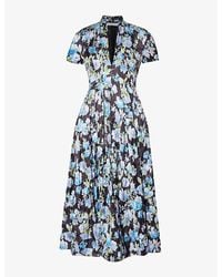 Philosophy Di Lorenzo Serafini - Floral-print V-neck Woven Midi Dress - Lyst