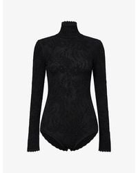 Givenchy - Lace-Embroidery Long-Sleeves Woven Bodysuit - Lyst