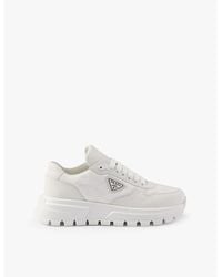 Prada - Prax 01 Re-Nylon Logo-Plaque Leather Low-Top Sneakers - Lyst