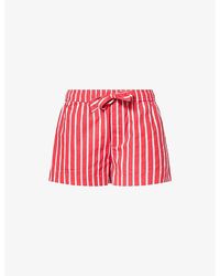 Damson Madder - Krissy Striped Cotton And Linen Boxer Shorts - Lyst