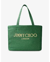 Jimmy Choo - London Logo-Embroidered Raffia Beach Tote Bag - Lyst