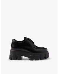 Prada - Monolith Brushed Leather Lace-Up Shoes - Lyst
