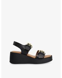 Dune - Karola Buckle Heeled Leather Sandals - Lyst