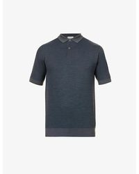 John Smedley - Ribbed-trim Elasticated-hem Wool-knit Polo Shirt Xx - Lyst