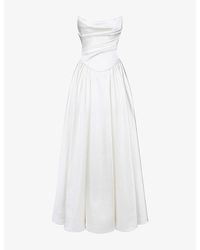 House Of Cb - Jelena Strapless Satin Bridal Gown - Lyst