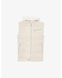 Eleventy - Detachable-hood Quilted Suede-down Down Gilet - Lyst