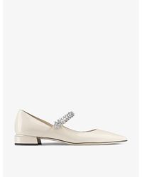 Jimmy Choo - Bing 25 Crystal-Embellished Patent-Leather Flats - Lyst