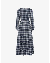 OMNES - Saint Checked Cotton Midi Dress - Lyst