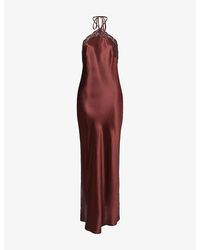 Reformation - Aara Lace-Trim Silk Midi Dress - Lyst