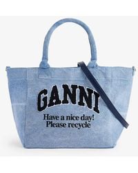 Ganni - Easy Shopper Small Recycled-cotton Tote Bag - Lyst