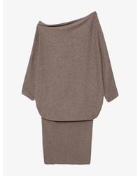 AllSaints - Ellie Asymmetric Cotton-Knit Mini Dress - Lyst