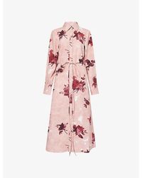 Erdem - Floral-Print Long-Sleeve Cotton Midi Shirt Dress - Lyst