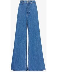 FRAME - Contrast-stitch Wide-leg Mid-rise Recycled Denim Jeans - Lyst