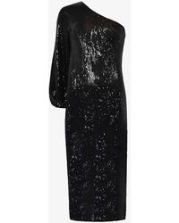 Ro&zo - Selena One-shoulder Sequin-embellished Stretch-woven Midi Dress - Lyst