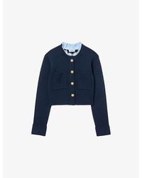 Sandro - Denim-Collar Wool And Cashmere-Blend Cardigan - Lyst