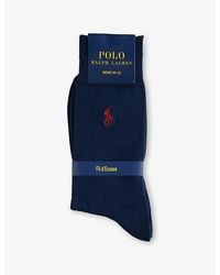 Polo Ralph Lauren - Logo-Embroidered Stretch-Cotton Ankle Socks - Lyst