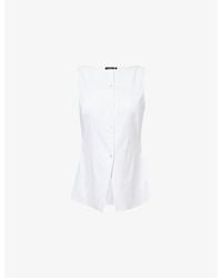 Theory - Btnk Cutaway Linen-Blend Top - Lyst