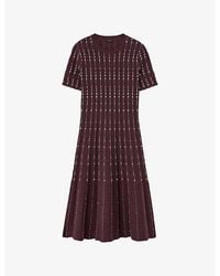 JOSEPH - Fragmented Stripe Short-Sleeve Stretch-Knit Midi Dress - Lyst