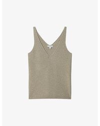 Reiss - Mika V-Neck Metallic Knitted Vest - Lyst
