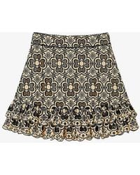 Sandro - Floral Broderie-anglaise Embroidered Cotton Mini Skirt - Lyst