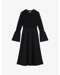 LK Bennett - Tabitha Flared-Sleeve Stretch-Woven Midi Dress - Lyst