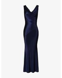House Of Cb - Safaira Cowl-Neck Satin Maxi Dress Xs (A-C Cup) - Lyst