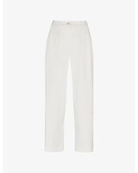 Whistles - Bethany Pleated Barrel-leg Mis-rise Cotton Trousers - Lyst
