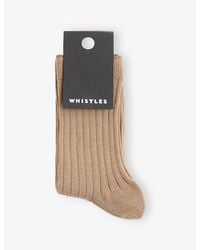 Whistles - Classic Ribbed Stretch-Cotton Socks - Lyst