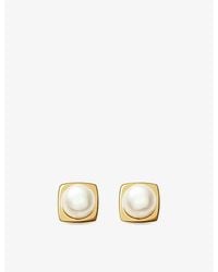 Missoma - Square 18Ct-Plated And Cultured Pearl Stud Earrings - Lyst