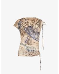 Jaded London - Asymmetric Ruched Stretch-Woven Top - Lyst