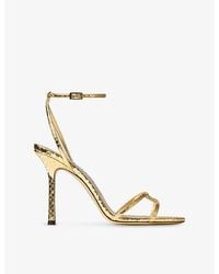 Jimmy Choo - Leo 100 Metallic-Leather Heeled Sandals - Lyst