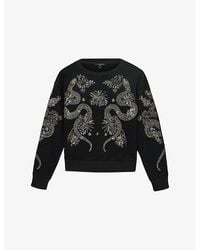 AllSaints - Cecile Pippa Flower-Embellished Cotton-Jersey Sweatshirt - Lyst