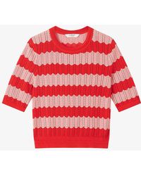 LK Bennett - Cinzia Stripe-pattern Cotton-blend T-shirt - Lyst
