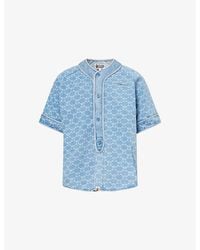 A Bathing Ape - College Monogram Baseball Short-Sleeve Denim Shirt - Lyst