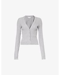 GOOD AMERICAN - V-neck Ribbed Knitted Cardigan - Lyst