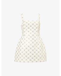 Nadine Merabi - Sofia Embellished Woven Mini Dress - Lyst