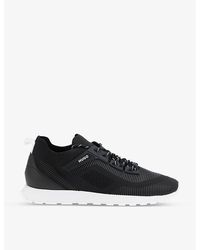 HUGO - Panelled Embossed-branding Faux-leather Running Trainers - Lyst