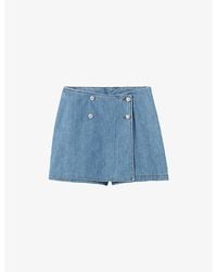 Claudie Pierlot - Wrap-Front Mid-Rise Denim Skort - Lyst