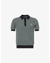 Fred Perry - Geometric-Knit Short-Sleeve Knitted Polo Shirt - Lyst