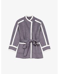 Maje - Gicolora Contrast-trim Double-breasted Wool Coat - Lyst