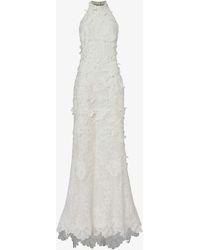 Alexander McQueen - Floral-embroidered Open-back Lace Maxi Dress - Lyst