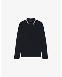 BOSS - Brand-Emed Long-Sleeved Cotton-Piqué Polo Shirt - Lyst
