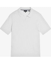 Ted Baker - Botany Striped-knit Cotton-blend Polo Shirt - Lyst