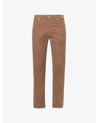 FRAME - Mid-Rise Straight-Leg Cotton-Corduroy Trousers - Lyst