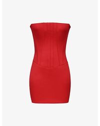 House Of Cb - Laila Strapless Hourglass Satin Mini Dress - Lyst
