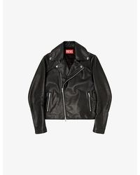 DIESEL - L-Eo-Wrd Waxed Leather Jacket - Lyst