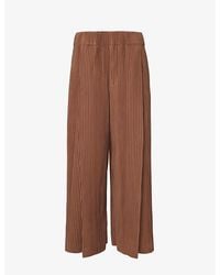 Homme Plissé Issey Miyake - Pleated Drawstring-waistband Wide-leg Regular-fit Knitted Trousers - Lyst